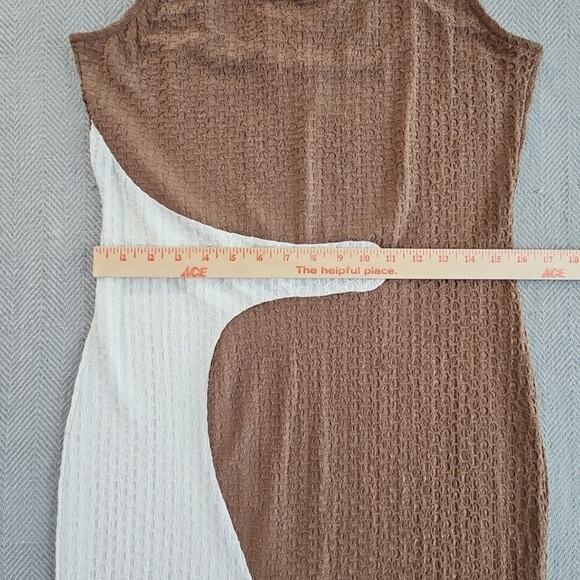 Cider Maxi Waffle Sun Dress Women's Size XL NWT Boat Neck Color Block Beige - Picture 8 of 11